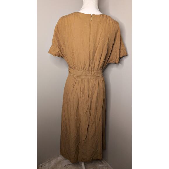 Madewell linen-blend Dolman sleeve tie waist midi dress 8 - Picture 3 of 7